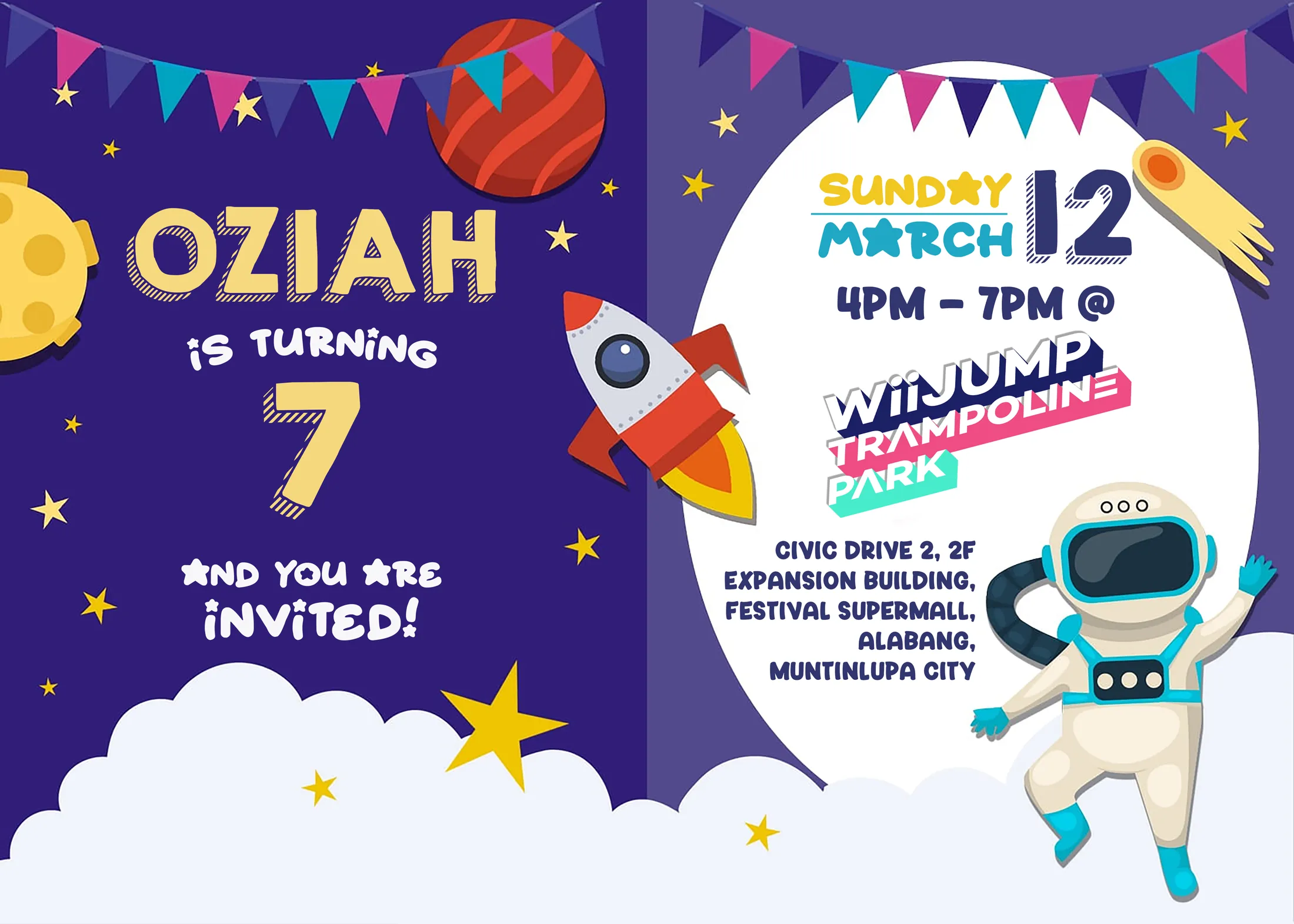 WiiJump Birhday Invite - Oziah at 7
